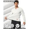 COOFANDY Men’s Long Sleeve Muscle T Shirts Casual V-Neck Slim Fit Longline Ribbed Shirts Stretch Tee Shirts(All White)