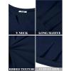 COOFANDY Men’s Long Sleeve Muscle T Shirts Casual V-Neck Slim Fit Longline Ribbed Shirts Stretch Tee Shirts(Navy Blue)