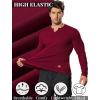 COOFANDY Men’s Long Sleeve Muscle T Shirts Casual V-Neck Slim Fit Longline Ribbed Shirts Stretch Tee Shirts(Wine Red)