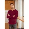 COOFANDY Men’s Long Sleeve Muscle T Shirts Casual V-Neck Slim Fit Longline Ribbed Shirts Stretch Tee Shirts(Wine Red)
