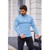 COOFANDY Mens Mock Turtleneck Slim Fit Pullover Sweater Casual Basic Knitted Thermal Sweaters(Light Blue)