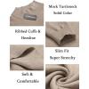 COOFANDY Mens Mock Turtleneck Slim Fit Pullover Sweater Casual Basic Knitted Thermal Sweaters(Light Khaki)