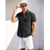 COOFANDY Men’s Short Sleeve Button Down Shirt Casual Summer Beach Shirts Vacation Wedding Shirt with Pocket(Black)