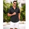 COOFANDY Men’s Short Sleeve Button Down Shirt Casual Summer Beach Shirts Vacation Wedding Shirt with Pocket(Black)