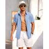 COOFANDY Men’s Short Sleeve Button Down Shirt Casual Summer Beach Shirts Vacation Wedding Shirt with Pocket(Blue)