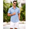 COOFANDY Men’s Short Sleeve Button Down Shirt Casual Summer Beach Shirts Vacation Wedding Shirt with Pocket(Blue)