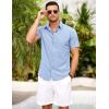COOFANDY Men’s Short Sleeve Button Down Shirt Casual Summer Beach Shirts Vacation Wedding Shirt with Pocket(Blue)