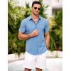 COOFANDY Men’s Short Sleeve Button Down Shirt Casual Summer Beach Shirts Vacation Wedding Shirt with Pocket(Ceramic Blue)