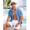 COOFANDY Men’s Short Sleeve Button Down Shirt Casual Summer Beach Shirts Vacation Wedding Shirt with Pocket(Ceramic Blue)