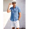 COOFANDY Men’s Short Sleeve Button Down Shirt Casual Summer Beach Shirts Vacation Wedding Shirt with Pocket(Ceramic Blue)