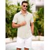 COOFANDY Men’s Short Sleeve Button Down Shirt Casual Summer Beach Shirts Vacation Wedding Shirt with Pocket(Cream)