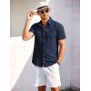 COOFANDY Men’s Short Sleeve Button Down Shirt Casual Summer Beach Shirts Vacation Wedding Shirt with Pocket(Indigo)