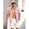 COOFANDY Men’s Short Sleeve Button Down Shirt Casual Summer Beach Shirts Vacation Wedding Shirt with Pocket(Lotus Pink)