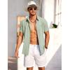 COOFANDY Men’s Short Sleeve Button Down Shirt Casual Summer Beach Shirts Vacation Wedding Shirt with Pocket(Mint Green)