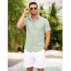 COOFANDY Men’s Short Sleeve Button Down Shirt Casual Summer Beach Shirts Vacation Wedding Shirt with Pocket(Mint Green)