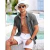 COOFANDY Men’s Short Sleeve Button Down Shirt Casual Summer Beach Shirts Vacation Wedding Shirt with Pocket(Slate Marble)