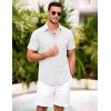 COOFANDY Men’s Short Sleeve Button Down Shirt Casual Summer Beach Shirts Vacation Wedding Shirt with Pocket(White)