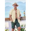 COOFANDY Men’s Short Sleeve Casual Button Down Shirts Textured Summer Beach Shirt with Pocket(Beige)