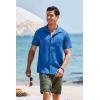 COOFANDY Men’s Short Sleeve Casual Button Down Shirts Textured Summer Beach Shirt with Pocket(Blue)