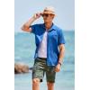COOFANDY Men’s Short Sleeve Casual Button Down Shirts Textured Summer Beach Shirt with Pocket(Blue)