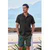 COOFANDY Men’s Short Sleeve Casual Button Down Shirts Textured Summer Beach Shirt with Pocket(Dark Grey)