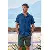 COOFANDY Men’s Short Sleeve Casual Button Down Shirts Textured Summer Beach Shirt with Pocket(Denim Blue)