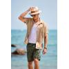 COOFANDY Men’s Short Sleeve Casual Button Down Shirts Textured Summer Beach Shirt with Pocket(Khaki)