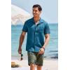 COOFANDY Men’s Short Sleeve Casual Button Down Shirts Textured Summer Beach Shirt with Pocket(Lake Blue)