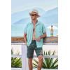 COOFANDY Men’s Short Sleeve Casual Button Down Shirts Textured Summer Beach Shirt with Pocket(Light Blue)