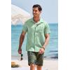 COOFANDY Men’s Short Sleeve Casual Button Down Shirts Textured Summer Beach Shirt with Pocket(Light Green)