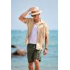 COOFANDY Men’s Short Sleeve Casual Button Down Shirts Textured Summer Beach Shirt with Pocket(Light Khaki)