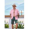 COOFANDY Men’s Short Sleeve Casual Button Down Shirts Textured Summer Beach Shirt with Pocket(Light Pink)