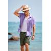 COOFANDY Men’s Short Sleeve Casual Button Down Shirts Textured Summer Beach Shirt with Pocket(Light Purple)