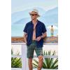 COOFANDY Men’s Short Sleeve Casual Button Down Shirts Textured Summer Beach Shirt with Pocket(Navy Blue)