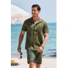 COOFANDY Men’s Short Sleeve Casual Button Down Shirts Textured Summer Beach Shirt with Pocket(Olive Green)
