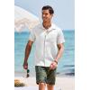 COOFANDY Men’s Short Sleeve Casual Button Down Shirts Textured Summer Beach Shirt with Pocket(White)