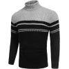 COOFANDY Men’s Slim Fit Turtleneck Sweater Casual Knitted Twisted Pullover Solid Sweaters(Black/Gray Stripes)