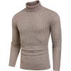COOFANDY Men’s Slim Fit Turtleneck Sweater Casual Knitted Twisted Pullover Solid Sweaters(Colorful Brown)