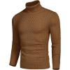 COOFANDY Men’s Slim Fit Turtleneck Sweater Casual Knitted Twisted Pullover Solid Sweaters(Dark Brown)