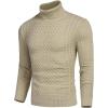 COOFANDY Men’s Slim Fit Turtleneck Sweater Casual Knitted Twisted Pullover Solid Sweaters(Khaki)