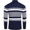 COOFANDY Men’s Slim Fit Turtleneck Sweater Casual Knitted Twisted Pullover Solid Sweaters(Navy Blue/White Stripes)