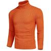 COOFANDY Men’s Slim Fit Turtleneck Sweater Casual Knitted Twisted Pullover Solid Sweaters(Orange)