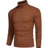 COOFANDY Men’s Slim Fit Turtleneck Sweater Casual Knitted Twisted Pullover Solid Sweaters(Red Bronze)
