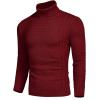 COOFANDY Men’s Slim Fit Turtleneck Sweater Casual Knitted Twisted Pullover Solid Sweaters(Wine Red)