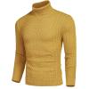 COOFANDY Men’s Slim Fit Turtleneck Sweater Casual Knitted Twisted Pullover Solid Sweaters(Yellow)