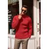 COOFANDY Men’s Slim Fit Turtleneck Sweater Casual Pullover Sweater Lightweight Ribbed Sweater(Fired Red)