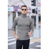 COOFANDY Men’s Slim Fit Turtleneck Sweater Casual Pullover Sweater Lightweight Ribbed Sweater(Gray)