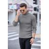 COOFANDY Men’s Slim Fit Turtleneck Sweater Casual Pullover Sweater Lightweight Ribbed Sweater(Gray)