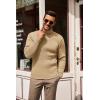 COOFANDY Men’s Slim Fit Turtleneck Sweater Casual Pullover Sweater Lightweight Ribbed Sweater(Light Khaki)