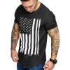 COOFANDY Men Muscle Workout T Shirt Gym Bodybuilding Active Short Sleeve Tee Top Black(One Piece- Black American Flag)